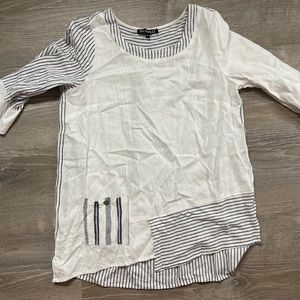 Picadilly Womens Tee Shirt 8 Short Sleeve White & Blue Stripes